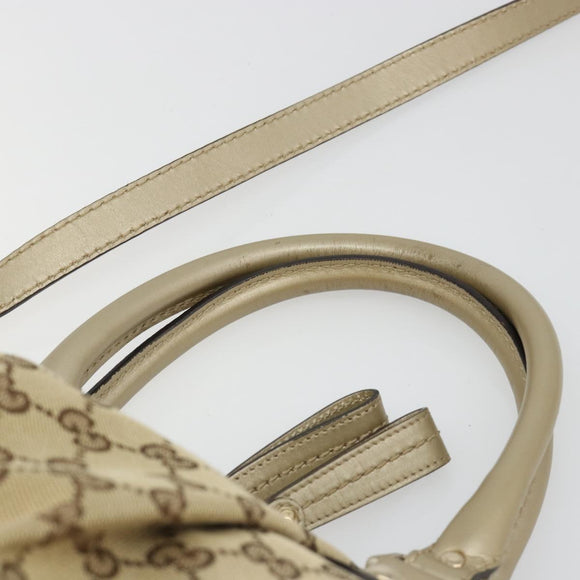 GUCCI GG Canvas Hand Bag 2way Beige Gold 247902 Auth ka4810A