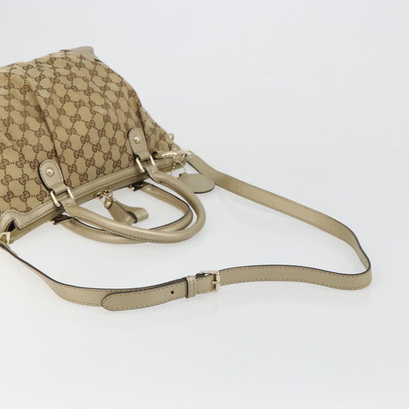 GUCCI GG Canvas Hand Bag 2way Beige Gold 247902 Auth ka4810A