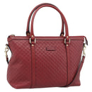 GUCCI Micro GG Canvas Hand Bag 2way Red Gold 449656 Auth ka4811A-1