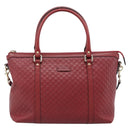 GUCCI Micro GG Canvas Hand Bag 2way Red Gold 449656 Auth ka4811A-2