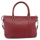 GUCCI Micro GG Canvas Hand Bag 2way Red Gold 449656 Auth ka4811A-3