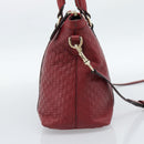 GUCCI Micro GG Canvas Hand Bag 2way Red Gold 449656 Auth ka4811A-4