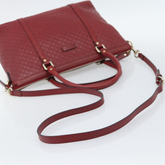 GUCCI Micro GG Canvas Hand Bag 2way Red Gold 449656 Auth ka4811A