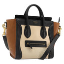 CELINE Luggage Nano Micro Mini Hand Bag Leather 2way Beige Gold Auth ka4812V-1