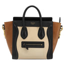 CELINE Luggage Nano Micro Mini Hand Bag Leather 2way Beige Gold Auth ka4812V-13