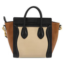 CELINE Luggage Nano Micro Mini Hand Bag Leather 2way Beige Gold Auth ka4812V-2