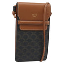 CELINE Triomphe Shoulder Pouch Bag PVC Black Auth ka4814V-1