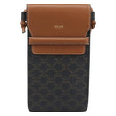 CELINE Triomphe Shoulder Pouch Bag PVC Black Auth ka4814V-13