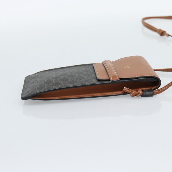 CELINE Triomphe Shoulder Pouch Bag PVC Black Auth ka4814V