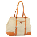 PRADA Tote Bag Canvas Beige Silver Auth ka4818V-1