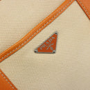 PRADA Tote Bag Canvas Beige Silver Auth ka4818V-18