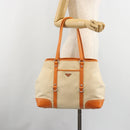 PRADA Tote Bag Canvas Beige Silver Auth ka4818V-24