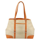 PRADA Tote Bag Canvas Beige Silver Auth ka4818V-2