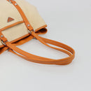 PRADA Tote Bag Canvas Beige Silver Auth ka4818V-8