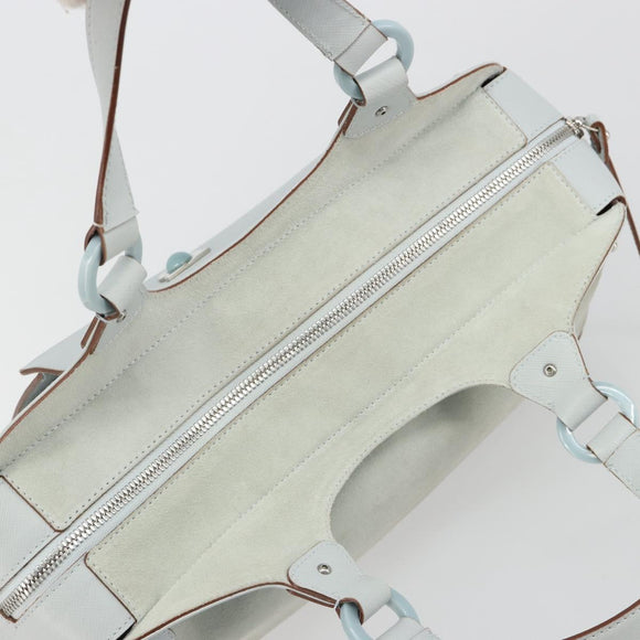 Salvatore Ferragamo Hand Bag Suede Leather Light Blue Silver Auth ka4819A