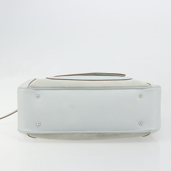 Salvatore Ferragamo Hand Bag Suede Leather Light Blue Silver Auth ka4819A