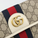 GUCCI GG Supreme Sherry Line Waist bag PVC Beige Red Navy 674081 Auth ka4820V-14