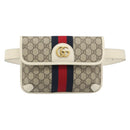 GUCCI GG Supreme Sherry Line Waist bag PVC Beige Red Navy 674081 Auth ka4820V-2