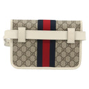 GUCCI GG Supreme Sherry Line Waist bag PVC Beige Red Navy 674081 Auth ka4820V-3