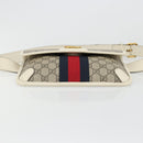 GUCCI GG Supreme Sherry Line Waist bag PVC Beige Red Navy 674081 Auth ka4820V-9