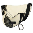 Christian Dior Saddle Shoulder Bag Canvas Beige Silver Auth ka4822V-1