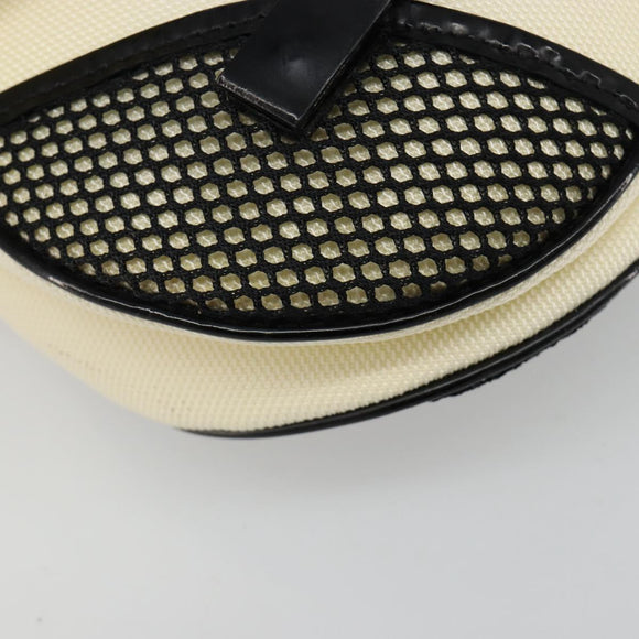 Christian Dior Saddle Shoulder Bag Canvas Beige Silver Auth ka4822V
