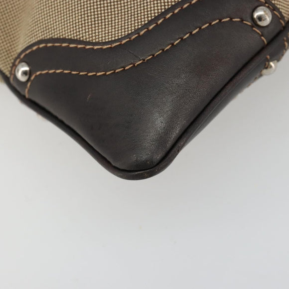 PRADA Shoulder Bag Canvas Beige Silver Auth ka4823