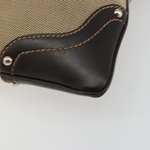 PRADA Shoulder Bag Canvas Beige Silver Auth ka4823