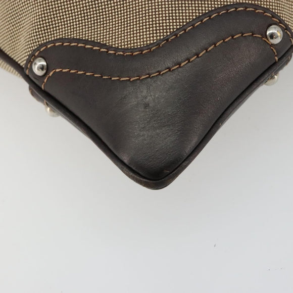 PRADA Shoulder Bag Canvas Beige Silver Auth ka4823