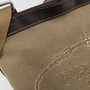 PRADA Shoulder Bag Canvas Beige Silver Auth ka4823-18