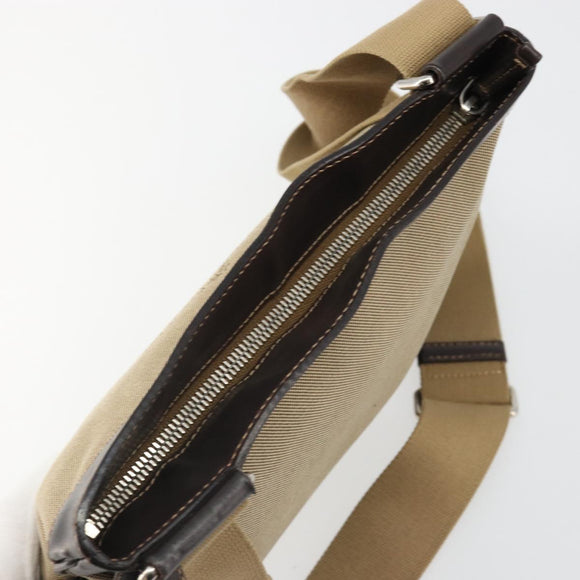 PRADA Shoulder Bag Canvas Beige Silver Auth ka4823