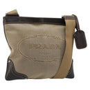 PRADA Shoulder Bag Canvas Beige Silver Auth ka4823-1
