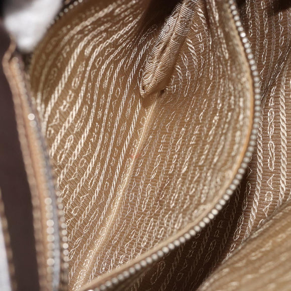 PRADA Shoulder Bag Canvas Beige Silver Auth ka4823