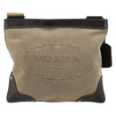 PRADA Shoulder Bag Canvas Beige Silver Auth ka4823-13