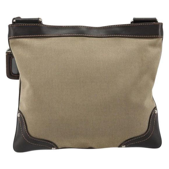 PRADA Shoulder Bag Canvas Beige Silver Auth ka4823