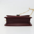 BVLGARI Chain Shoulder Bag Leather Red Gold Auth ka4824-10