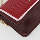 BVLGARI Chain Shoulder Bag Leather Red Gold Auth ka4824-14