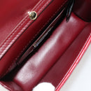 BVLGARI Chain Shoulder Bag Leather Red Gold Auth ka4824-19