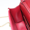 BVLGARI Chain Shoulder Bag Leather Red Gold Auth ka4824-21