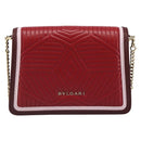 BVLGARI Chain Shoulder Bag Leather Red Gold Auth ka4824-3