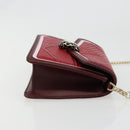 BVLGARI Chain Shoulder Bag Leather Red Gold Auth ka4824-4