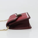 BVLGARI Chain Shoulder Bag Leather Red Gold Auth ka4824-5