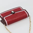 BVLGARI Chain Shoulder Bag Leather Red Gold Auth ka4824-6