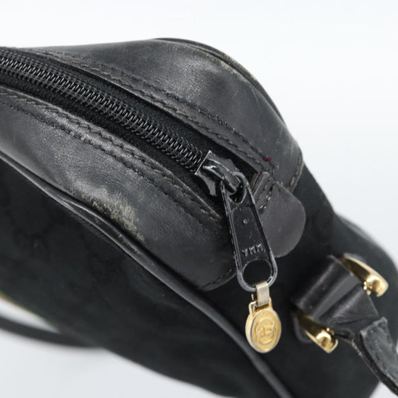 GUCCI GG Canvas Web Sherry Line Shoulder Bag Black Red Green Auth ka4825