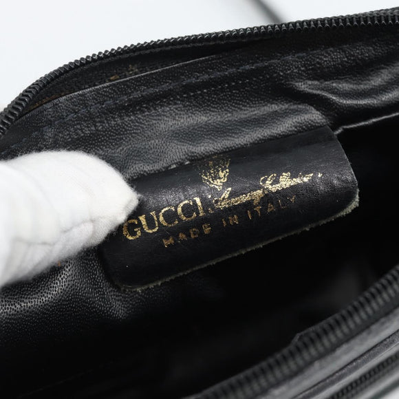 GUCCI GG Canvas Web Sherry Line Shoulder Bag Black Red Green Auth ka4825