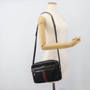GUCCI GG Canvas Web Sherry Line Shoulder Bag Black Red Green Auth ka4825-23