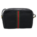 GUCCI GG Canvas Web Sherry Line Shoulder Bag Black Red Green Auth ka4825-3