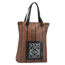 LOEWE Tote Bag Leather Brown Silver Auth ka4826-1