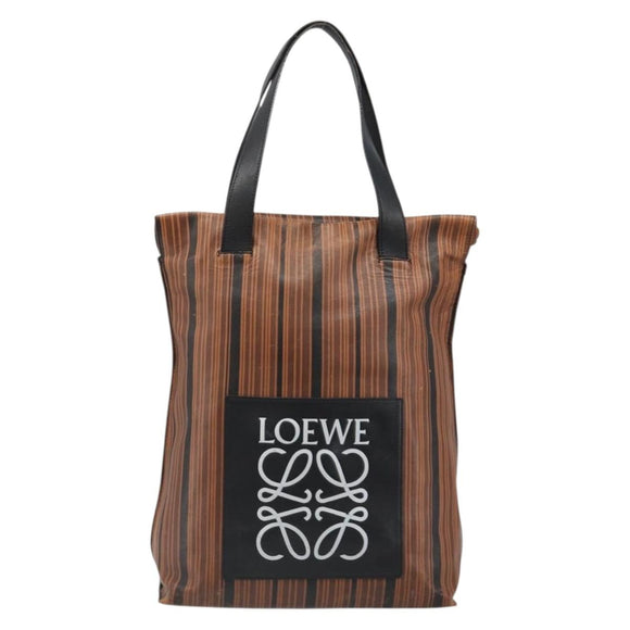 LOEWE Tote Bag Leather Brown Silver Auth ka4826