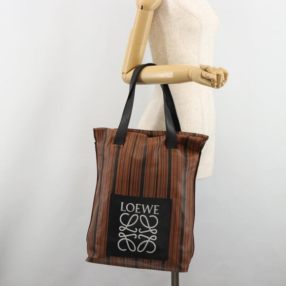 LOEWE Tote Bag Leather Brown Silver Auth ka4826